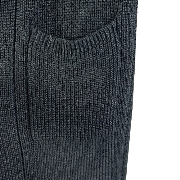 Bebe Longline Open Front Ribbed Knit Duster Cardigan Black - Picture 5 of 11